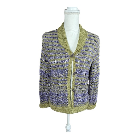 Sigrid Olsen Sweaters - Sigrid Olsen Sage and Purple Knit Sweater